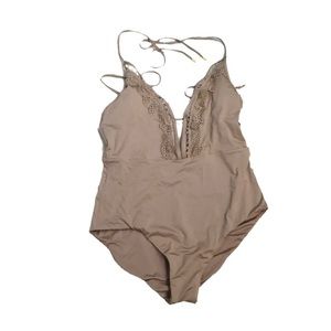 NEW Laundry Crochet Plunge one piece Swimsuit